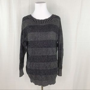 BCBGeneration striped crew neck v back sweater